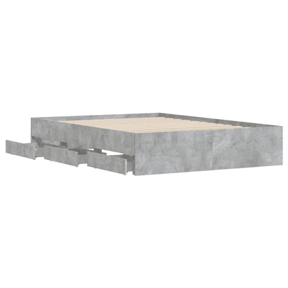 Bed Frame with Drawers without Mattress Concrete Grey 120x190 cm Small Double