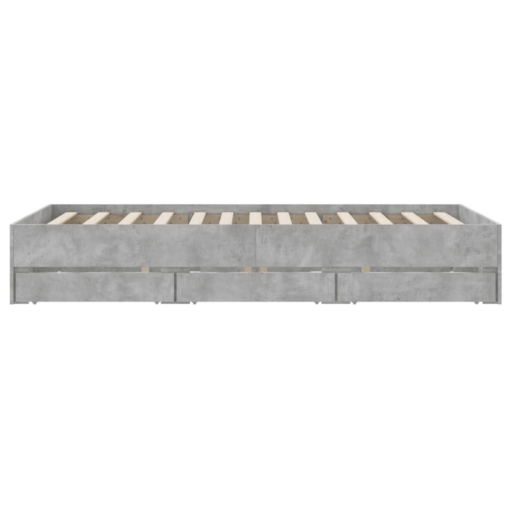 Bed Frame with Drawers without Mattress Concrete Grey 120x190 cm Small Double