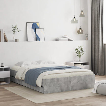 Bed Frame with Drawers without Mattress Concrete Grey 120x190 cm Small Double