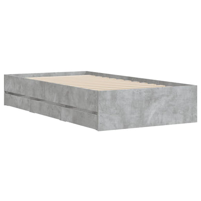 Bed Frame with Drawers without Mattress Concrete Grey 90x190 cm Single