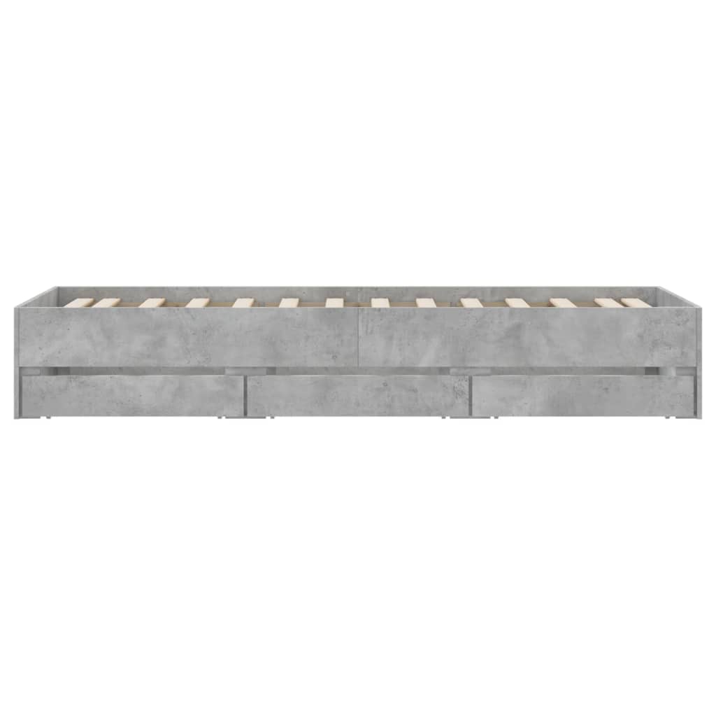 Bed Frame with Drawers without Mattress Concrete Grey 90x190 cm Single