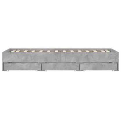 Bed Frame with Drawers without Mattress Concrete Grey 90x190 cm Single