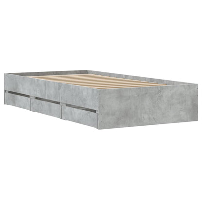 Bed Frame with Drawers without Mattress Concrete Grey 90x190 cm Single