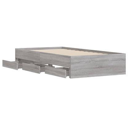 Bed Frame with Drawers without Mattress Grey Sonoma 90x190 cm Single