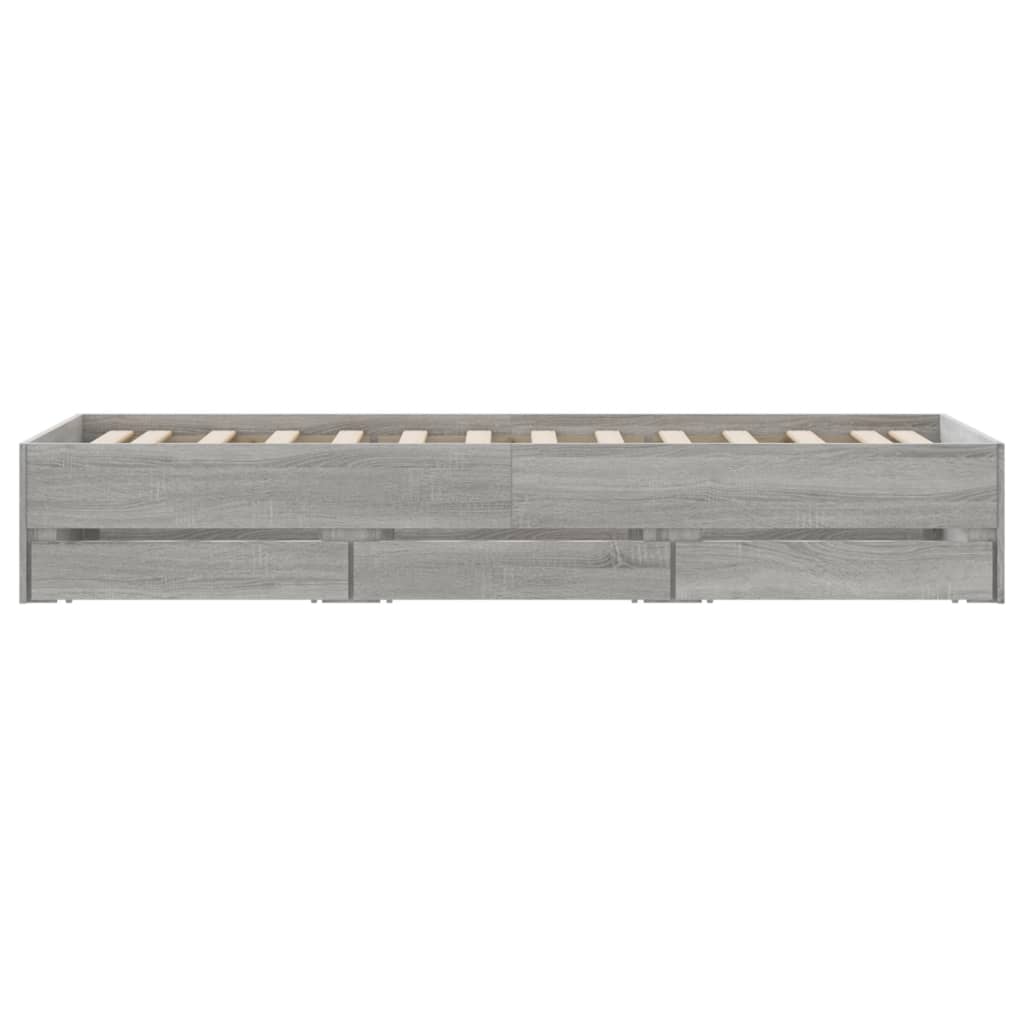 Bed Frame with Drawers without Mattress Grey Sonoma 90x190 cm Single