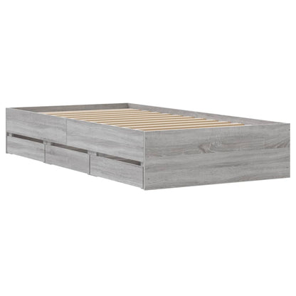 Bed Frame with Drawers without Mattress Grey Sonoma 90x190 cm Single