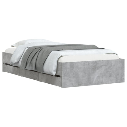 Bed Frame with Drawers without Mattress Concrete Grey 75x190 cm Small Single