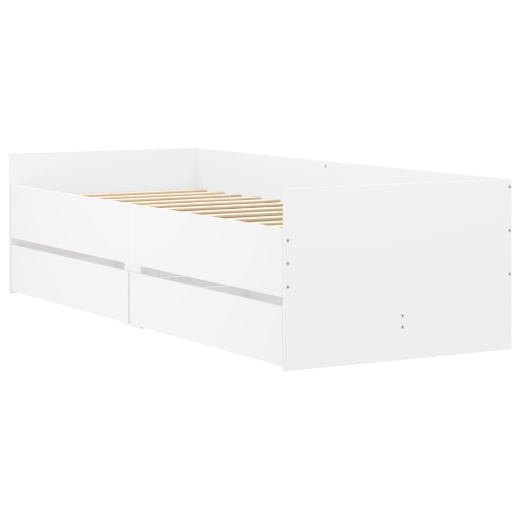 Bed Frame with Drawers without Mattress White 100x200 cm