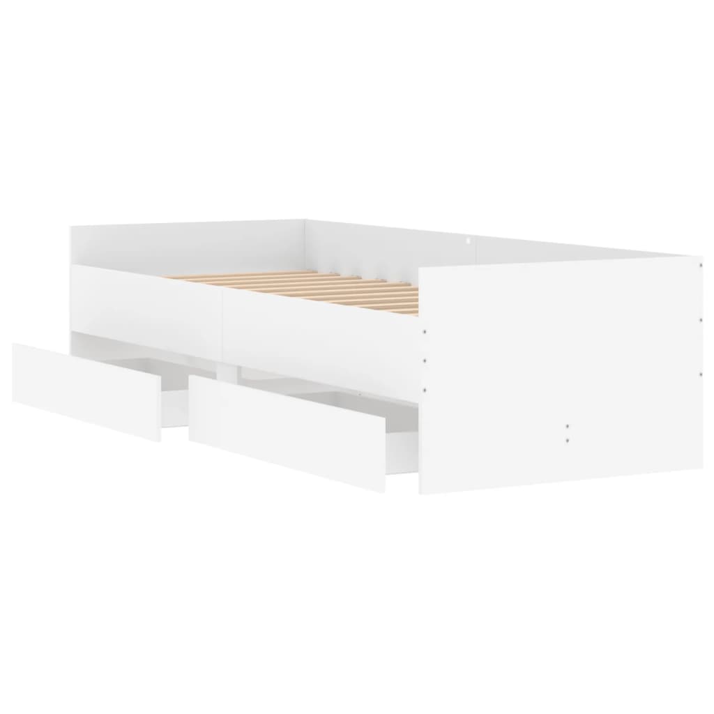 Bed Frame with Drawers without Mattress White 100x200 cm