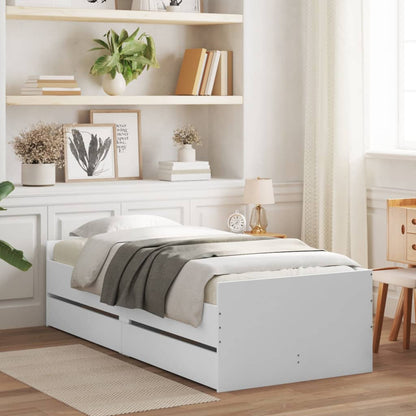 Bed Frame with Drawers without Mattress White 100x200 cm