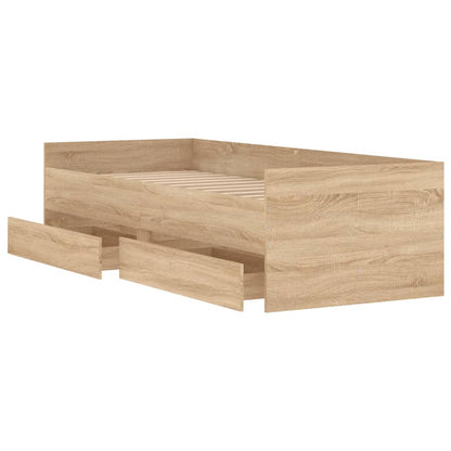 Bed Frame with Drawers Sonoma Oak 100x200 cm