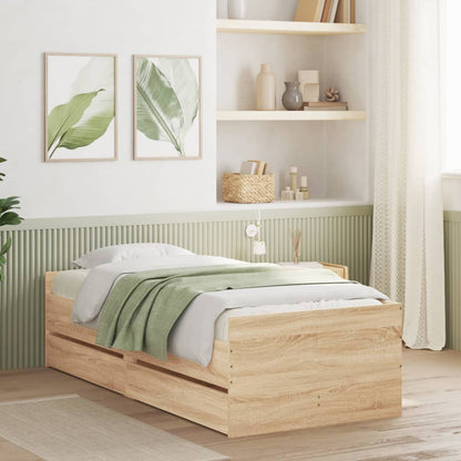 Bed Frame with Drawers Sonoma Oak 100x200 cm