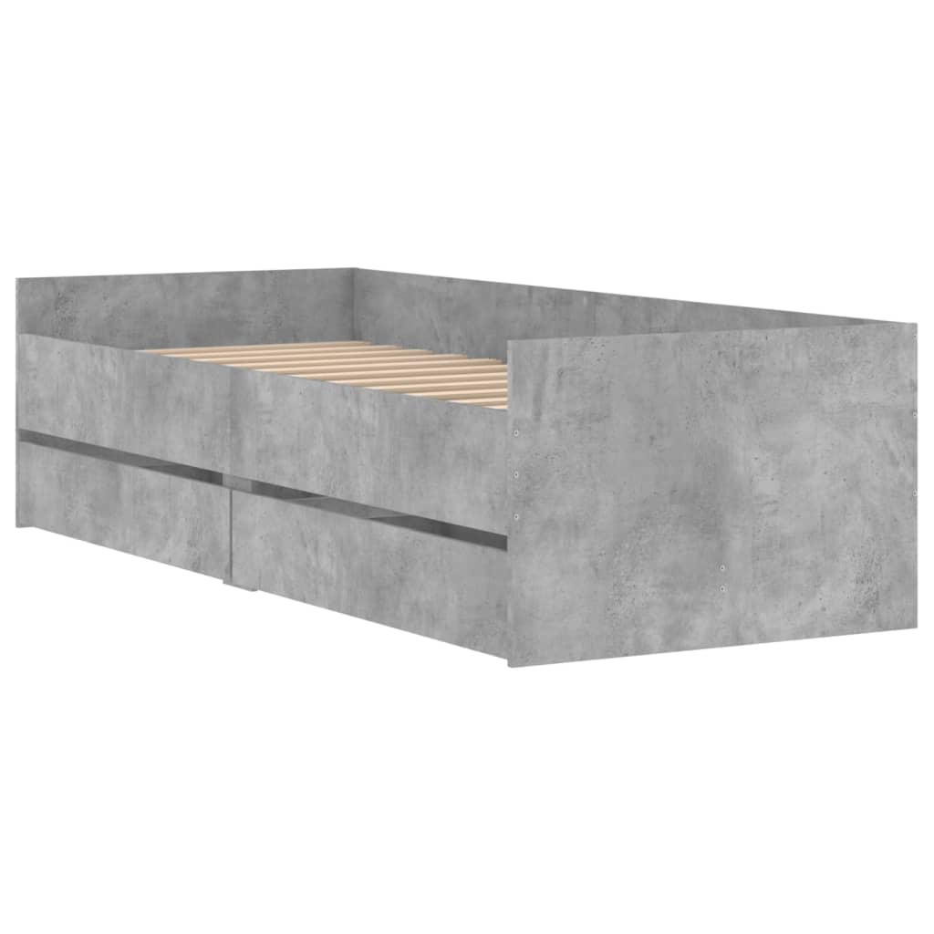 Bed Frame with Drawers without Mattress Concrete Grey 100x200 cm