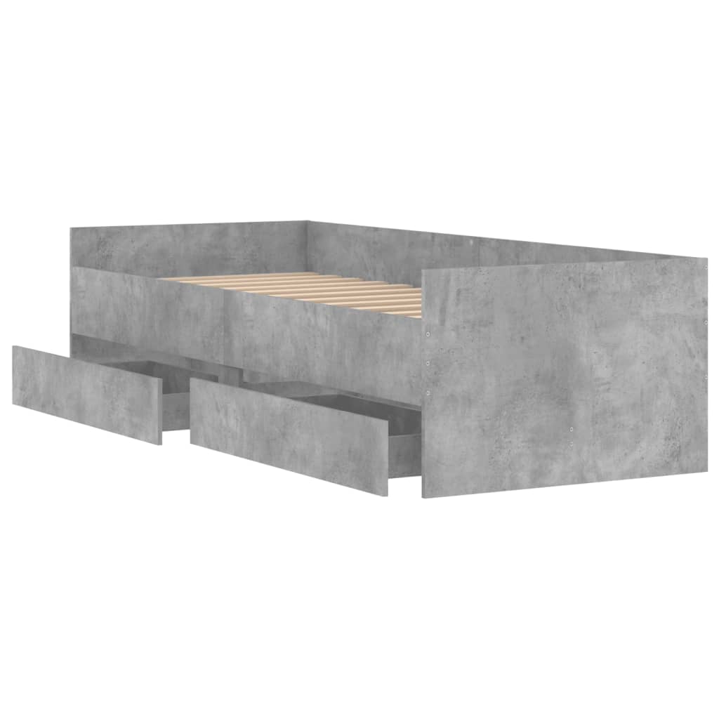 Bed Frame with Drawers without Mattress Concrete Grey 100x200 cm