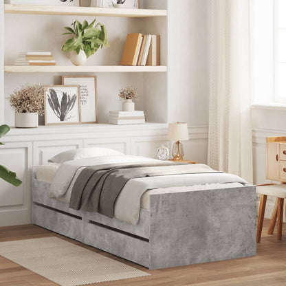 Bed Frame with Drawers without Mattress Concrete Grey 100x200 cm