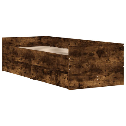 Bed Frame with Drawers Smoked Oak 100x200 cm