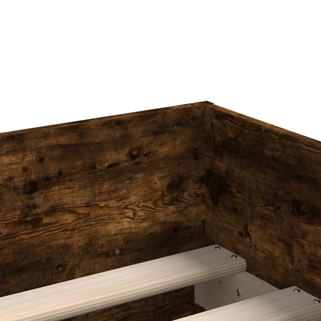 Bed Frame with Drawers Smoked Oak 100x200 cm