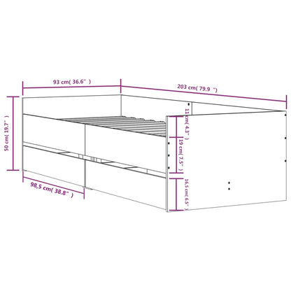 Bed Frame with Drawers without Mattress Black 90x200 cm