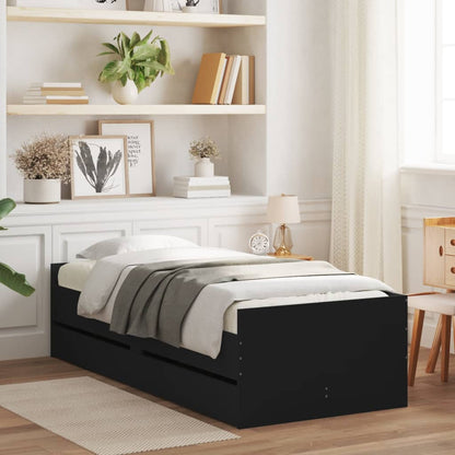 Bed Frame with Drawers without Mattress Black 90x200 cm