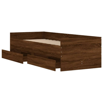 Bed Frame with Drawers Brown Oak 90x200 cm