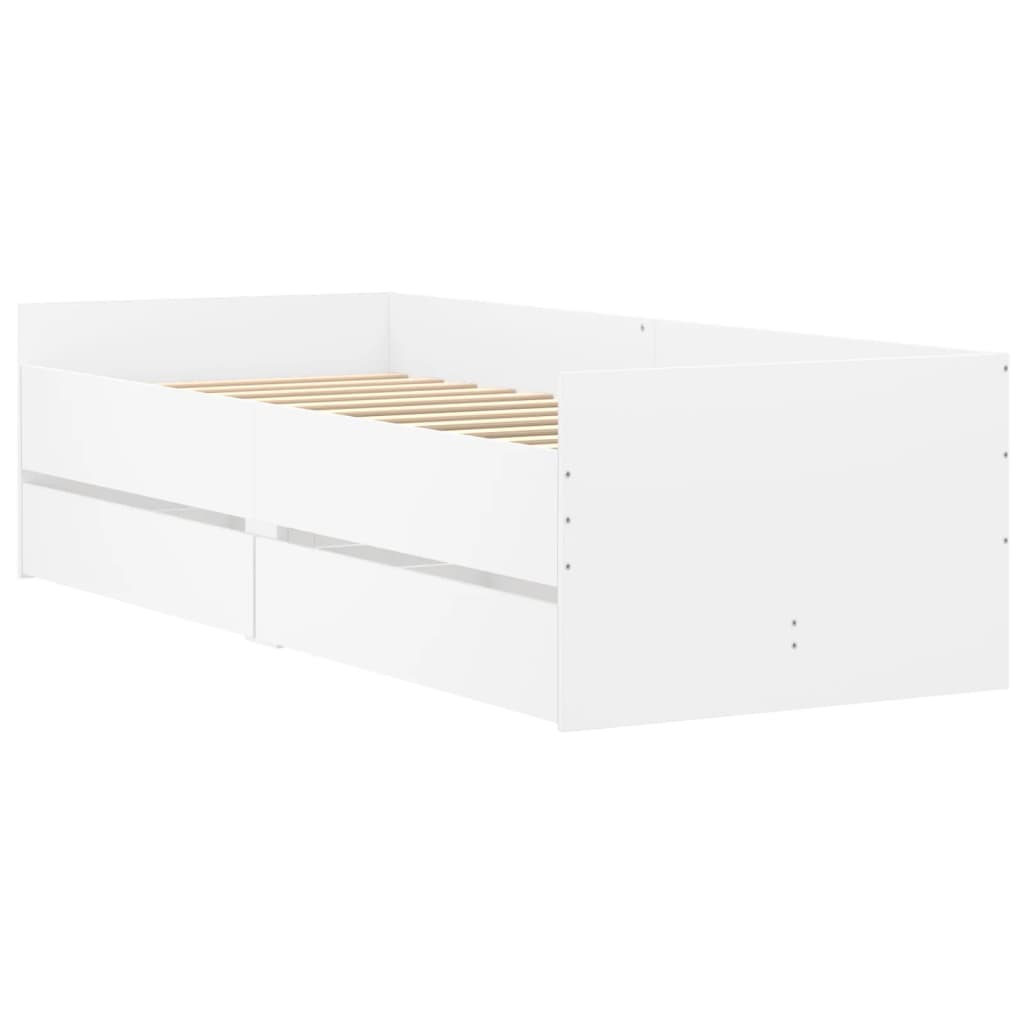 Bed Frame with Drawers without Mattress White 90x190 cm Single