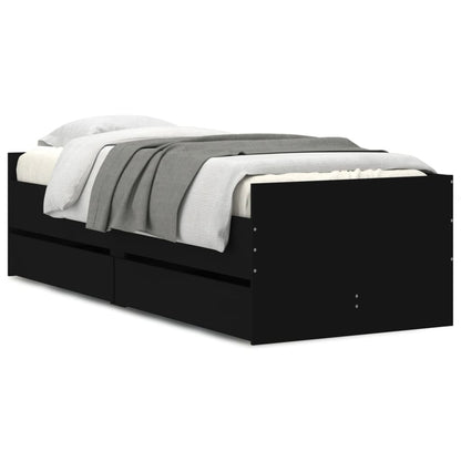 Bed Frame with Drawers without Mattress Black 90x190 cm Single