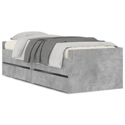 Bed Frame with Drawers without Mattress Concrete Grey 90x190 cm Single