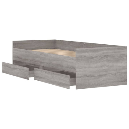 Bed Frame with Drawers Grey Sonoma 90x190 cm Single