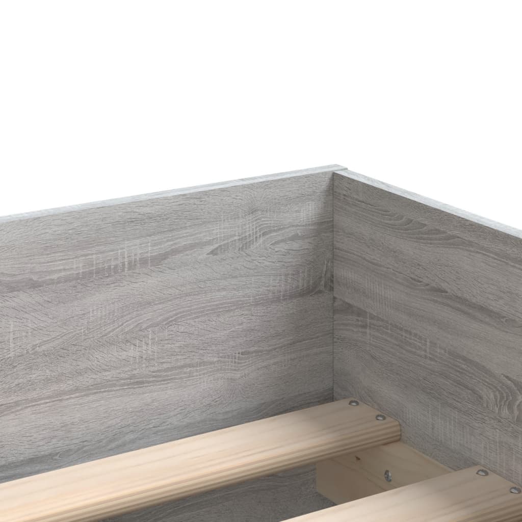 Bed Frame with Drawers Grey Sonoma 90x190 cm Single