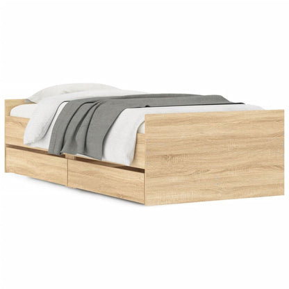 Bed Frame with Drawers without Mattress Sonoma Oak 100x200 cm