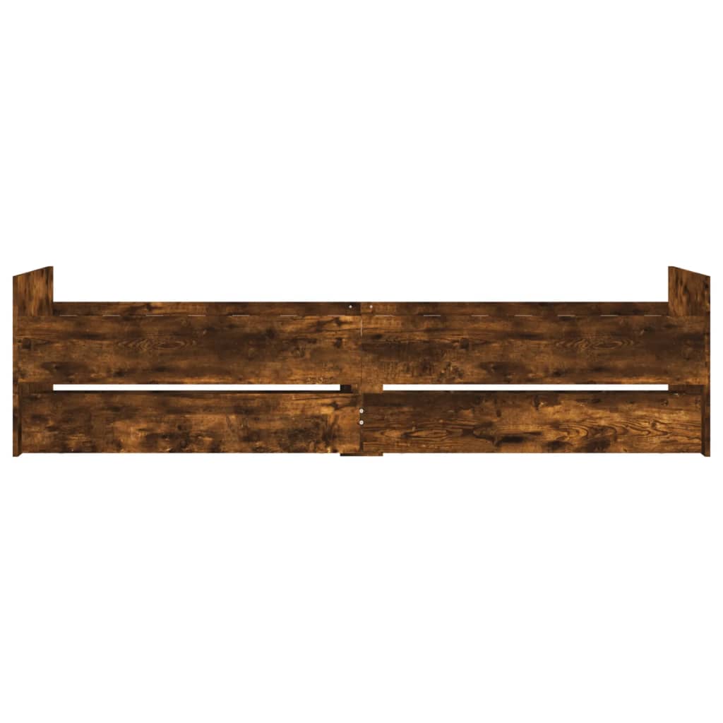 Bed Frame with Drawers Smoked Oak 100x200 cm