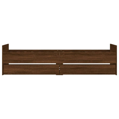 Bed Frame with Drawers without Mattress Brown Oak 100x200 cm