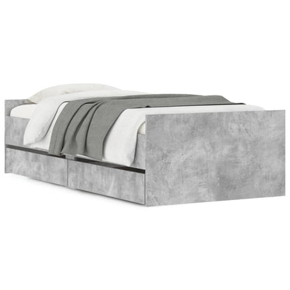 Bed Frame with Drawers Concrete Grey 90x200 cm