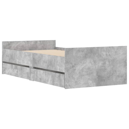 Bed Frame with Drawers Concrete Grey 90x200 cm