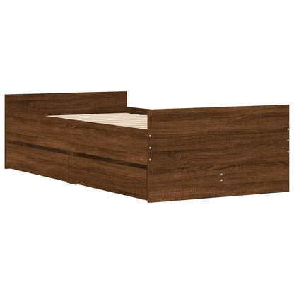 Bed Frame with Drawers Brown Oak 90x200 cm