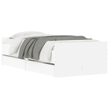 Bed Frame with Drawers White 90x190 cm Single