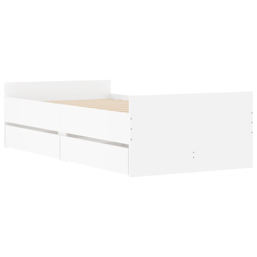 Bed Frame with Drawers White 90x190 cm Single