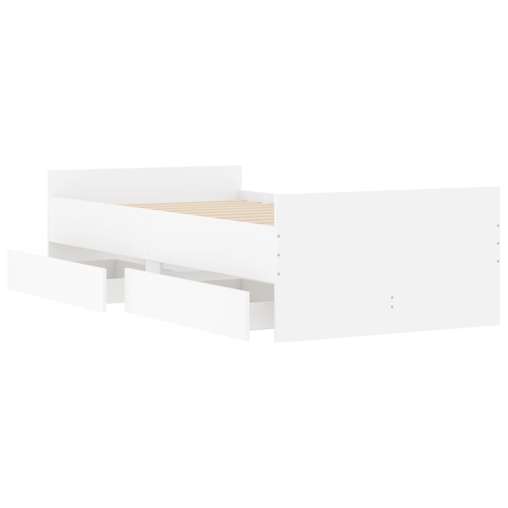 Bed Frame with Drawers White 90x190 cm Single