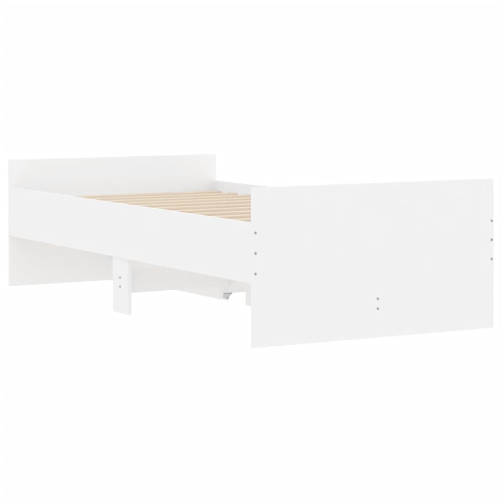 Bed Frame with Drawers White 90x190 cm Single