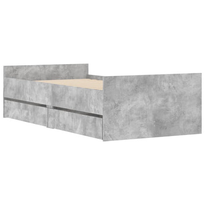 Bed Frame with Drawers Concrete Grey 90x190 cm Single