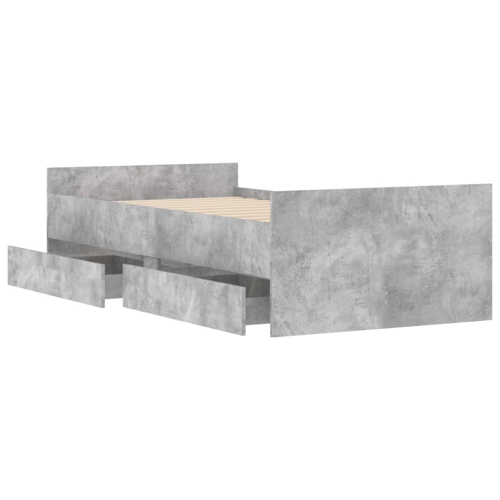 Bed Frame with Drawers Concrete Grey 90x190 cm Single