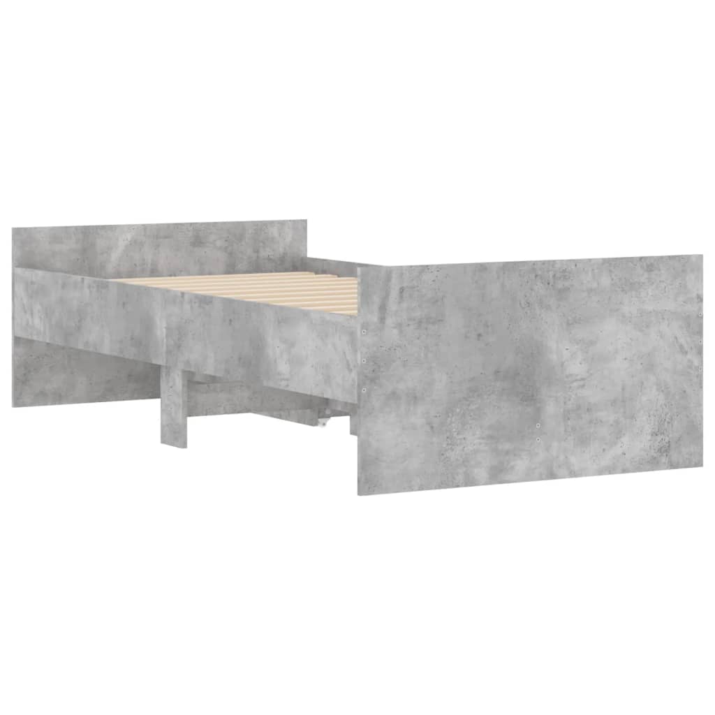 Bed Frame with Drawers Concrete Grey 90x190 cm Single