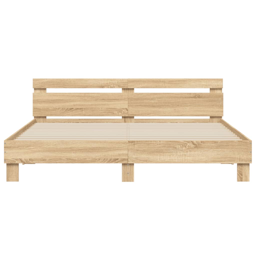 Bed Frame with Headboard Sonoma Oak 200x200 cm Engineered Wood