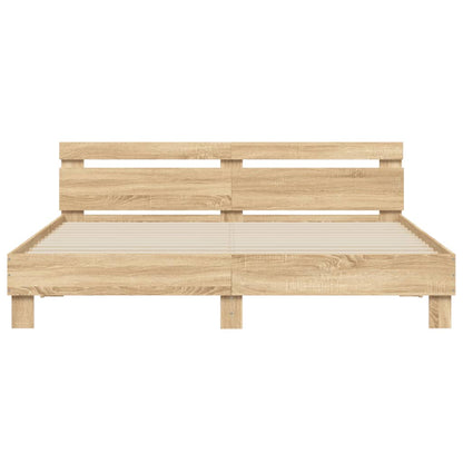 Bed Frame with Headboard Sonoma Oak 200x200 cm Engineered Wood