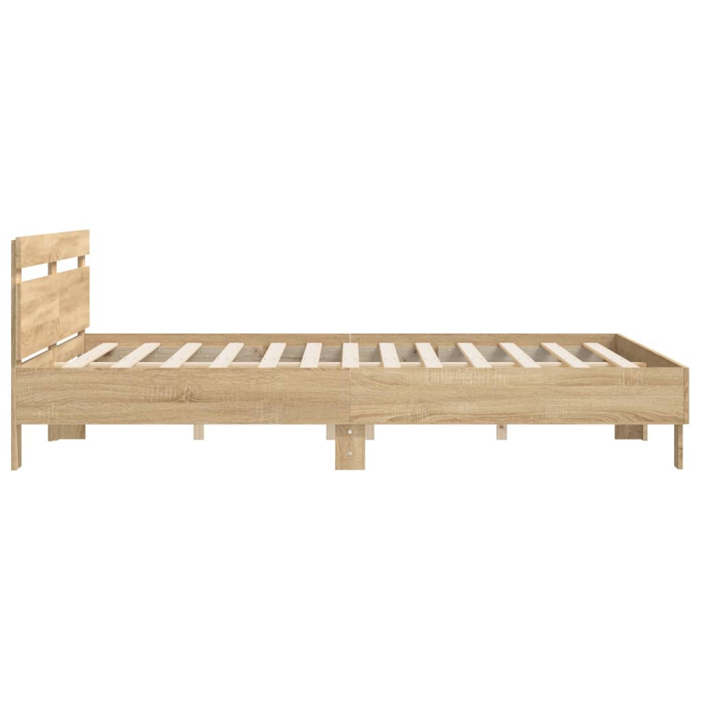 Bed Frame with Headboard Sonoma Oak 200x200 cm Engineered Wood