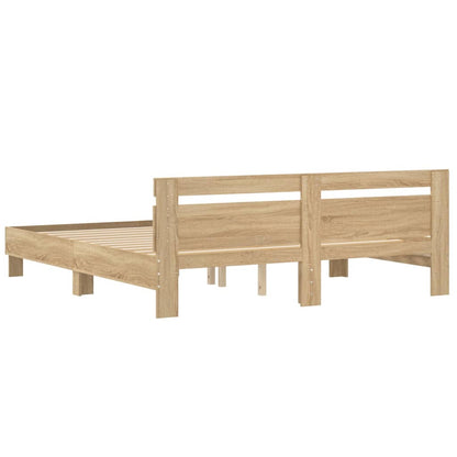 Bed Frame with Headboard Sonoma Oak 200x200 cm Engineered Wood