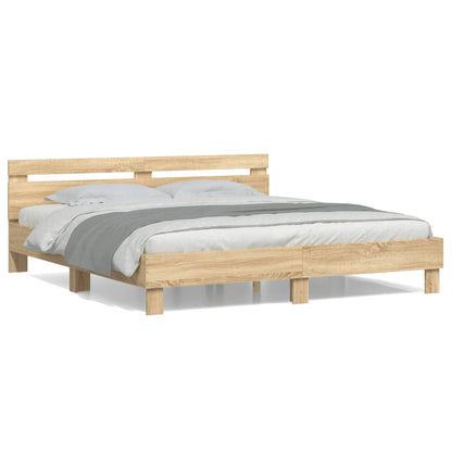 Bed Frame with Headboard Sonoma Oak 200x200 cm Engineered Wood