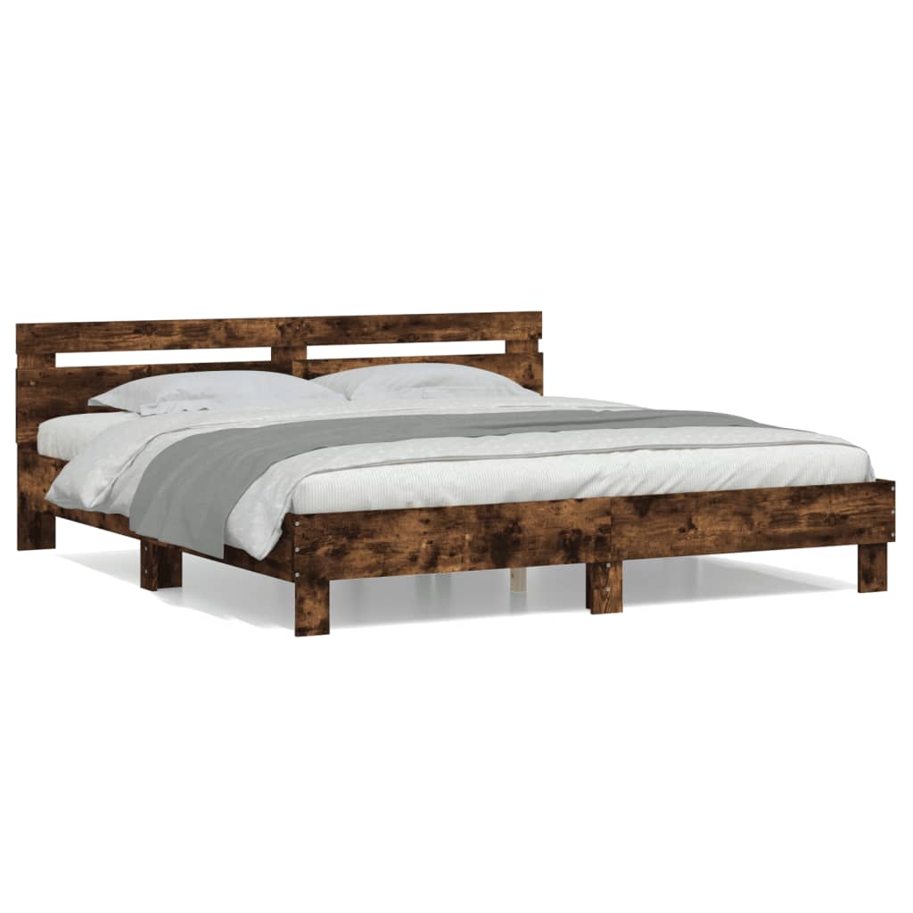 Bed Frame without Mattress Smoked Oak 200x200 cm