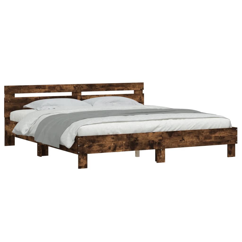 Bed Frame without Mattress Smoked Oak 200x200 cm