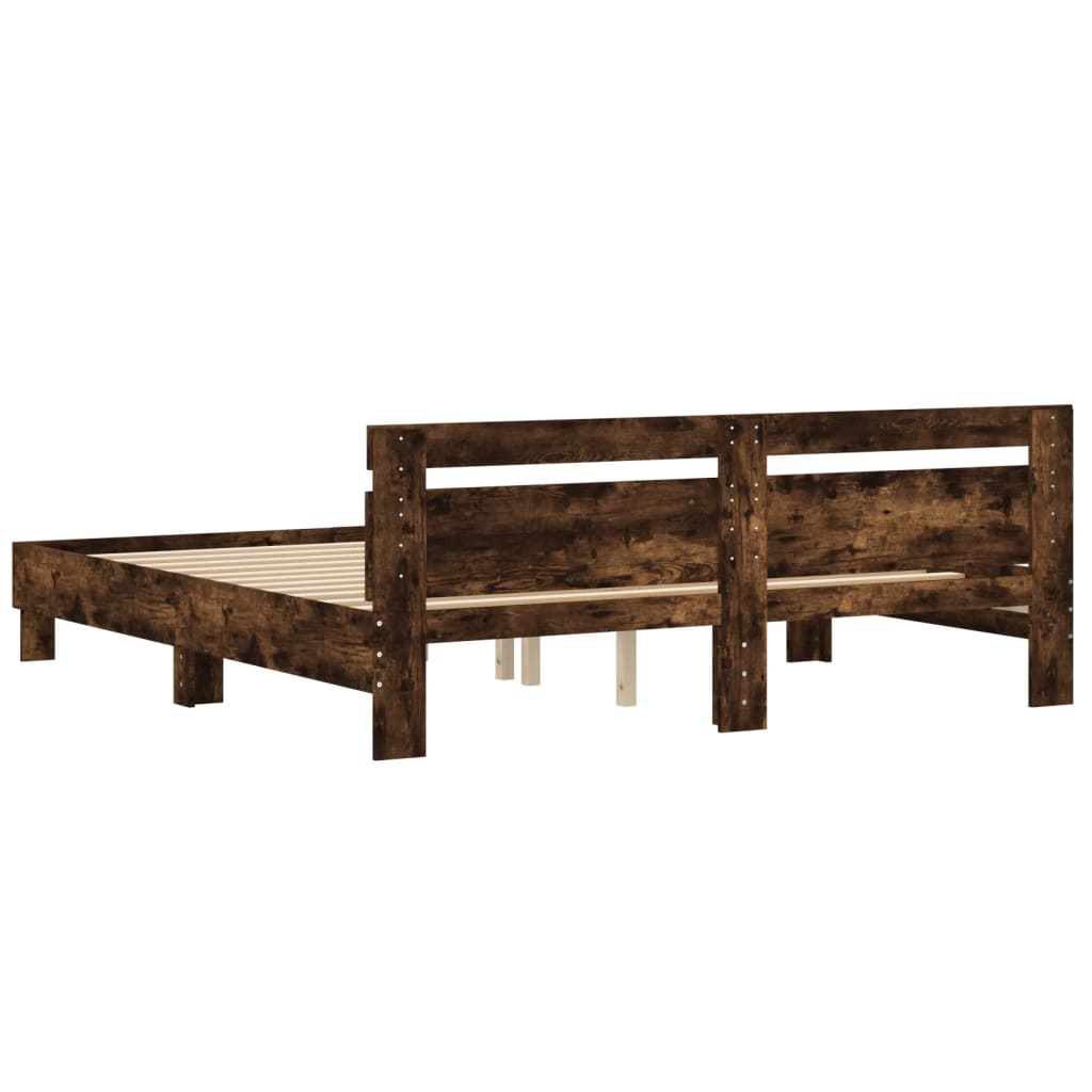 Bed Frame without Mattress Smoked Oak 200x200 cm